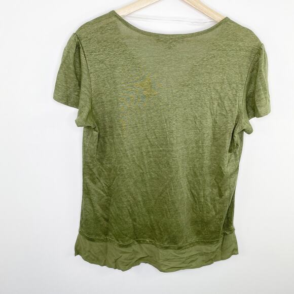 Sanctuary Green Short Sleeve Split V-Neck Side Slit Top Women's Size Small S - Picture 2 of 6